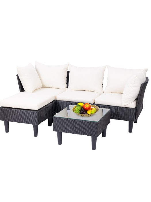 5 Pieces Outdoor Patio Furniture Sets, Outdoor Wicker Conversation Set, Easy Assembly Patio Furniture with Sofas