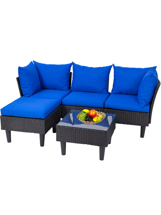 5 Pieces Outdoor Patio Furniture Sets, Outdoor Wicker Conversation Set, Easy Assembly Patio Furniture with Sofas