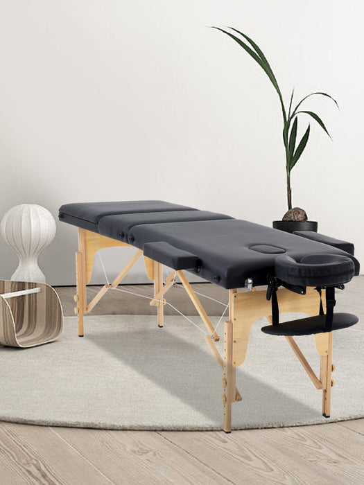 Massage Table Portable Portable Massage Bed 2 Section Long Foldable Tattoo Bed w/Carrying Case Height Adjustable Sturdy Wooden Frame,Solon&Facial Care Spa Lash Bed