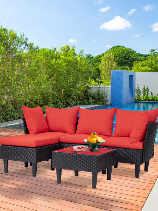 5 Pieces Outdoor Patio Furniture Sets, Outdoor Wicker Conversation Set, Easy Assembly Patio Furniture with Sofas