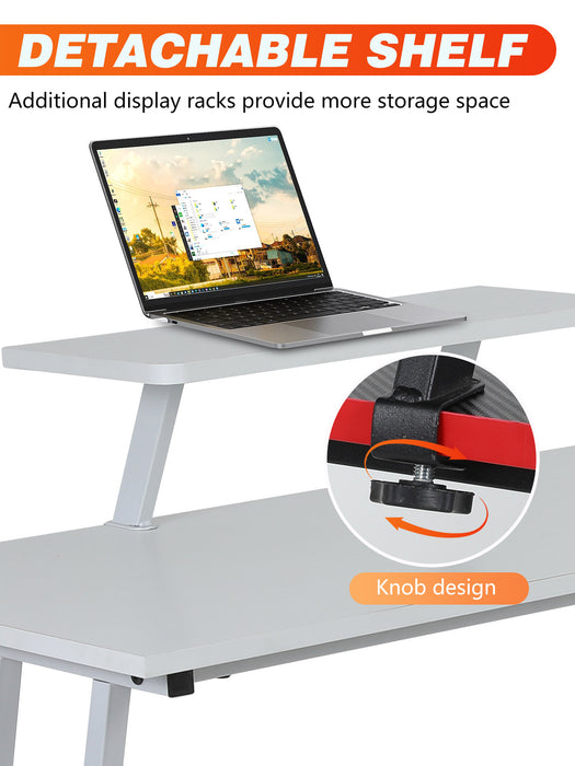 L Shaped Gaming Desk Computer Corner Desk PC Gaming Desk Table with Large Monitor Riser Stand for Home Office Sturdy Writing Workstation