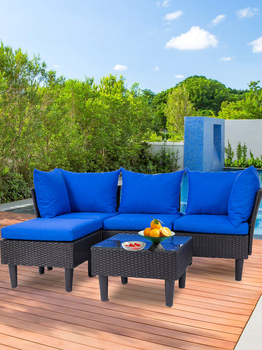 5 Pieces Outdoor Patio Furniture Sets, Outdoor Wicker Conversation Set, Easy Assembly Patio Furniture with Sofas