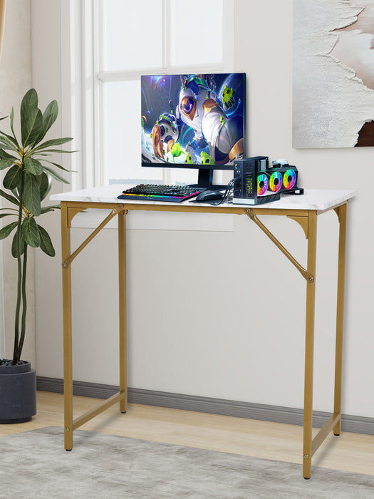 Modern Style Computer Desk 32-inch Office Desk with Sleek Metal Frame Writing Desk Classic Modern Design for Home & Small Spaces