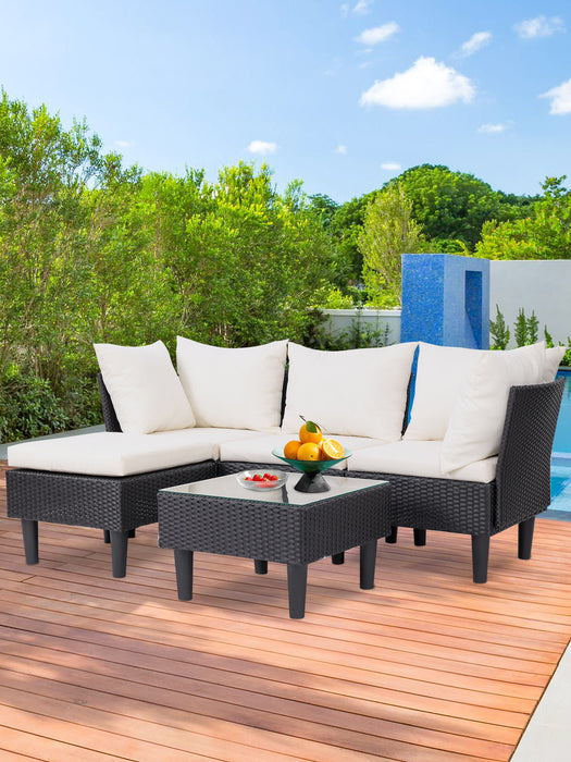 5 Pieces Outdoor Patio Furniture Sets, Outdoor Wicker Conversation Set, Easy Assembly Patio Furniture with Sofas