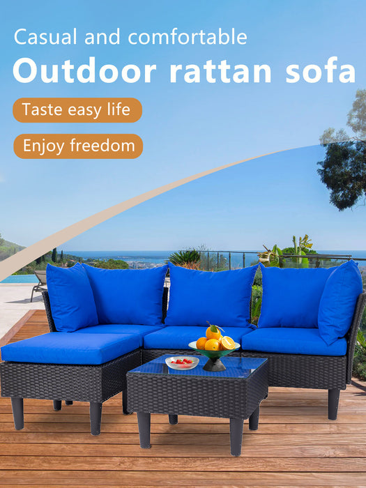 5 Pieces Outdoor Patio Furniture Sets, Outdoor Wicker Conversation Set, Easy Assembly Patio Furniture with Sofas