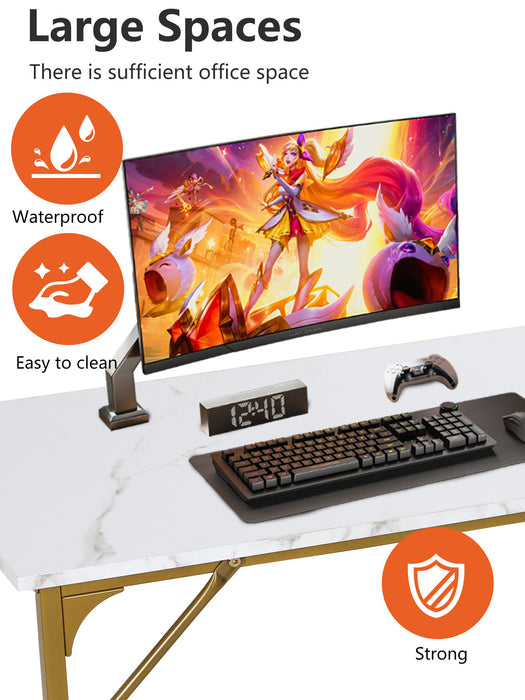 Modern Style Computer Desk 32-inch Office Desk with Sleek Metal Frame Writing Desk Classic Modern Design for Home & Small Spaces