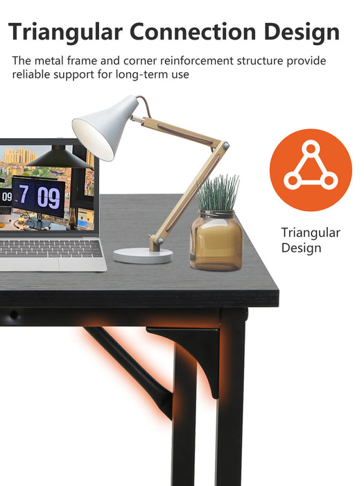 Modern Style Computer Desk 32-inch Office Desk with Sleek Metal Frame Writing Desk Classic Modern Design for Home & Small Spaces