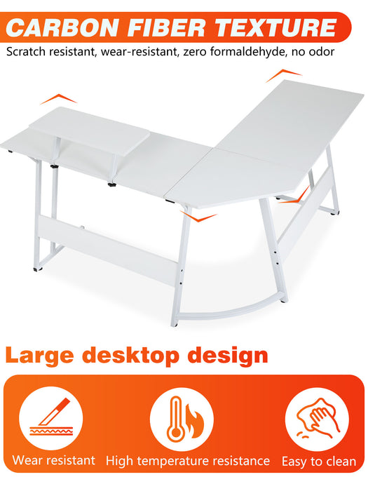 L Shaped Gaming Desk Computer Corner Desk PC Gaming Desk Table with Large Monitor Riser Stand for Home Office Sturdy Writing Workstation