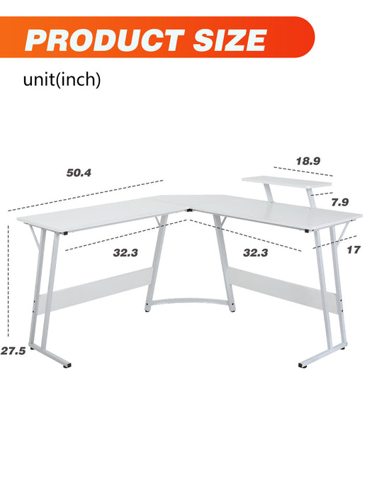 L Shaped Gaming Desk Computer Corner Desk PC Gaming Desk Table with Large Monitor Riser Stand for Home Office Sturdy Writing Workstation