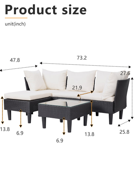 5 Pieces Outdoor Patio Furniture Sets, Outdoor Wicker Conversation Set, Easy Assembly Patio Furniture with Sofas