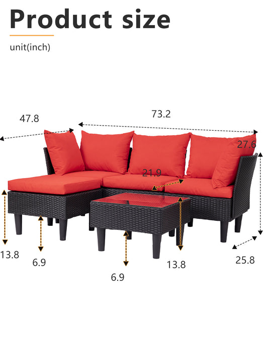 5 Pieces Outdoor Patio Furniture Sets, Outdoor Wicker Conversation Set, Easy Assembly Patio Furniture with Sofas