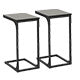 C-Shaped End Table 24 Inch Adjustable Feet Sofa Table Small Bedside Table Easy to Move Couch Table with Metal Frame for Bedroom Living Room Office