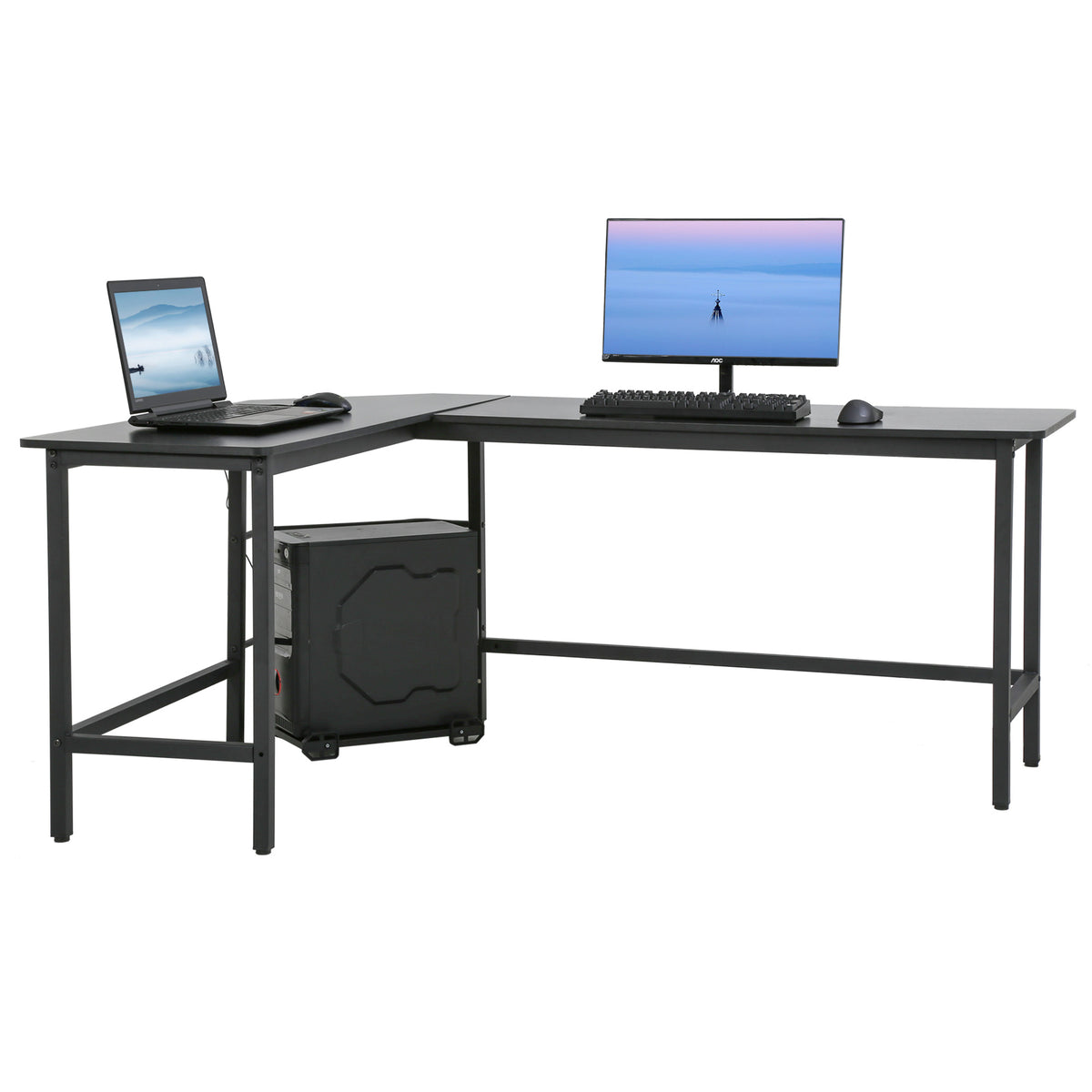 Large corner desk graphite black finish for home on sale office piranha furniture pc 42g