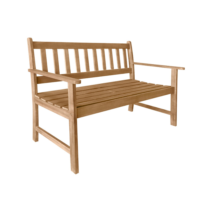 Outdoor Patio Bench Wood Garden Bench with Armrests Sturdy Front Porch Chair