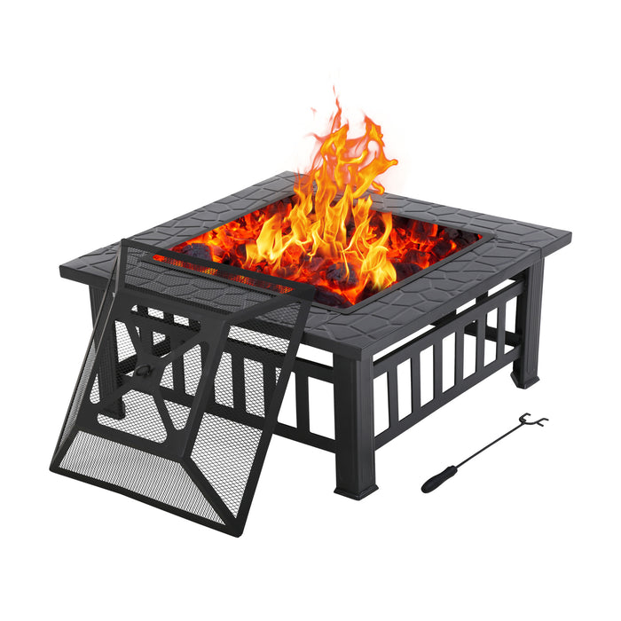 Square Metal Firepit Patio Fireplace Outdoor Heating
