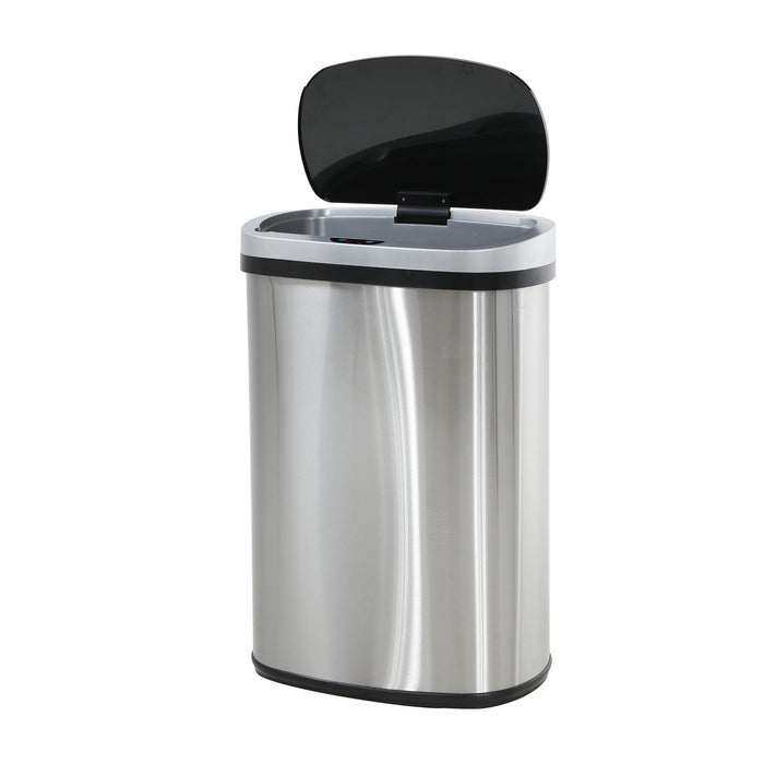 13 Gallon Stainless Steel Trash Can, Tall Kitchen Garbage Can with Lid,  Automati