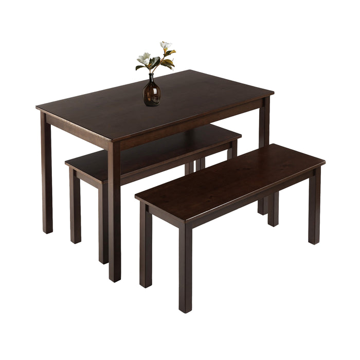 Two Benchs Dining Room Table Set for Small Spaces