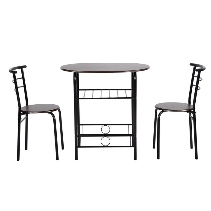 3-Piece Round Table and Chair Set for Kitchen Dining Room