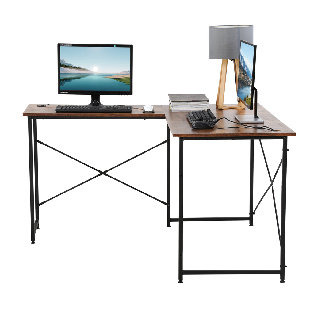 Computer Desk Gaming Desk L Shaped Desk Office Writing Desk Modern Student  Girl Kids Study PC Simple Extra Large Ergonomic Table Workstation,Vintage