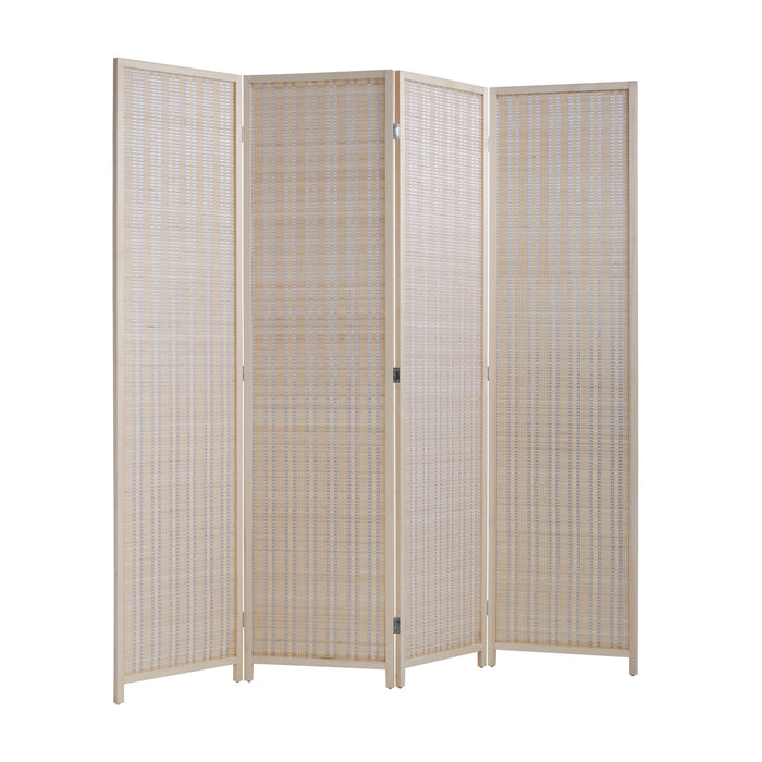 Bamboo 4 Panel Privacy Wall Divider Wood  Living Room