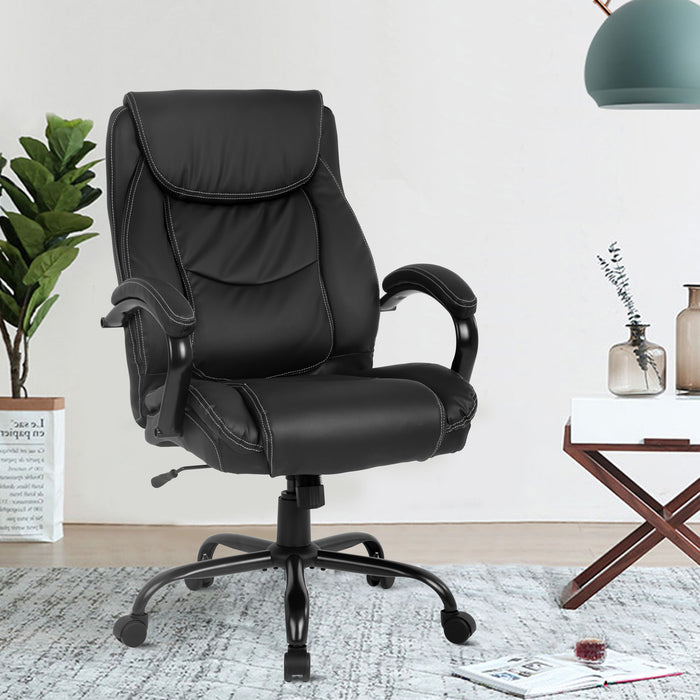 Wide Seat Ergonomic PU Leather Desk Chair