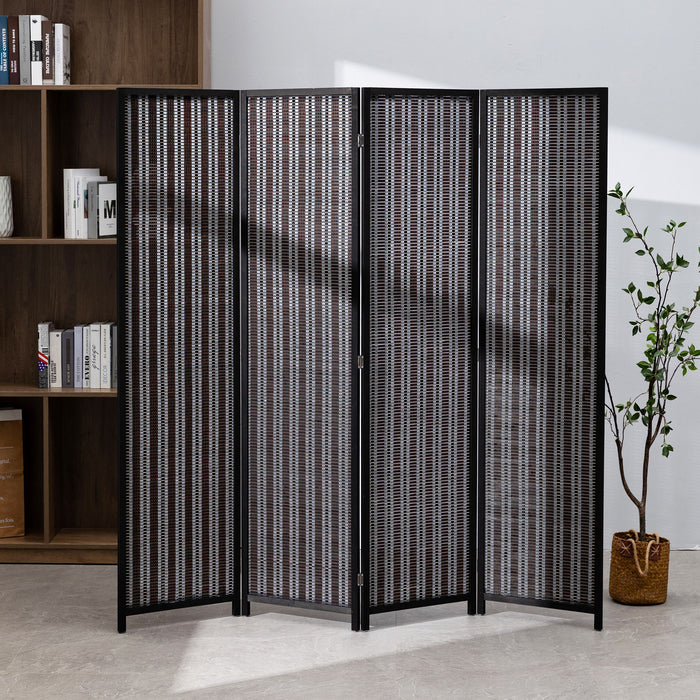 Bamboo 4 Panel Privacy Wall Divider Wood  Living Room
