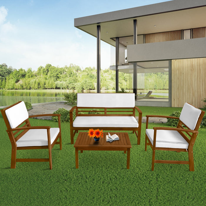 4-Piece Acacia Wood Outdoor Seating Set