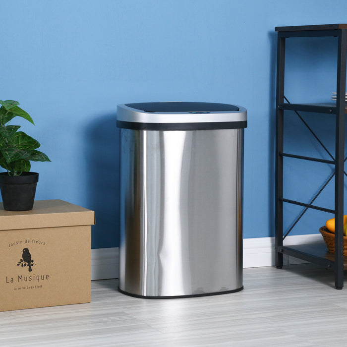 13 Gallon Stainless Steel Trash Can, Tall Kitchen Garbage Can with Lid,  Automati