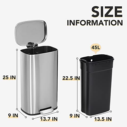 Fingerprint Proof Stainless Steel Kitchen Garbage Can