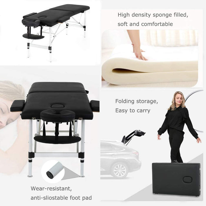Aluminium Massage Table Portable Carry Case 2 Fold Portable Massage Bed