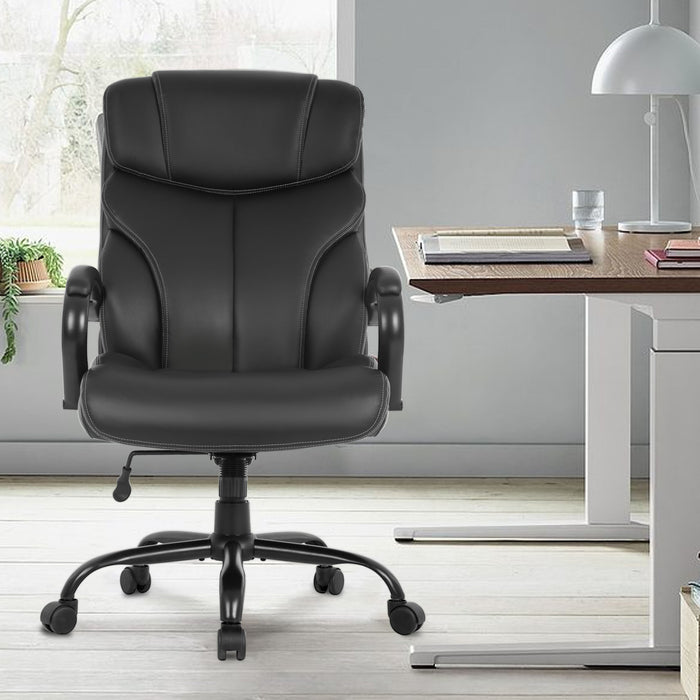 Wide Seat Desk Chair with Lumbar Support Arms