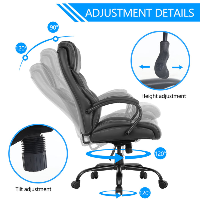 Wide Seat Desk Chair with Lumbar Support Arms