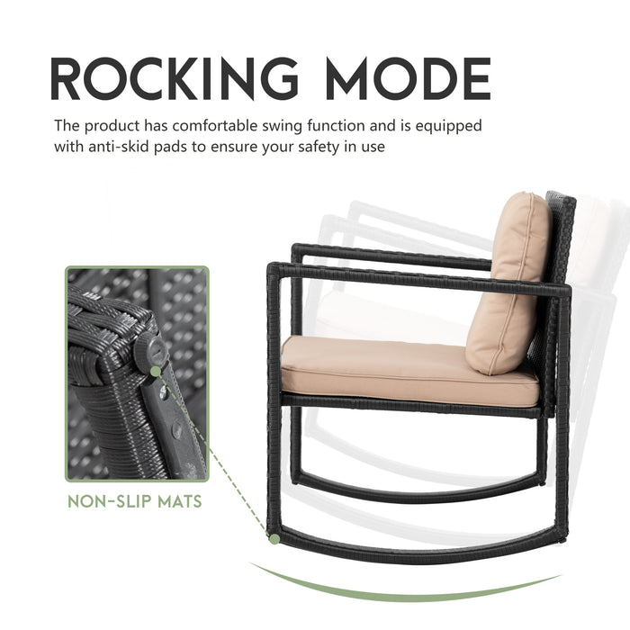 Outdoor Bistro Set Rocking 3 Piece Patio Set Rattan Chair