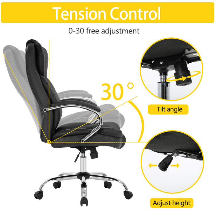 Adjustable High Back PU Leather Task Rolling Swivel Chair