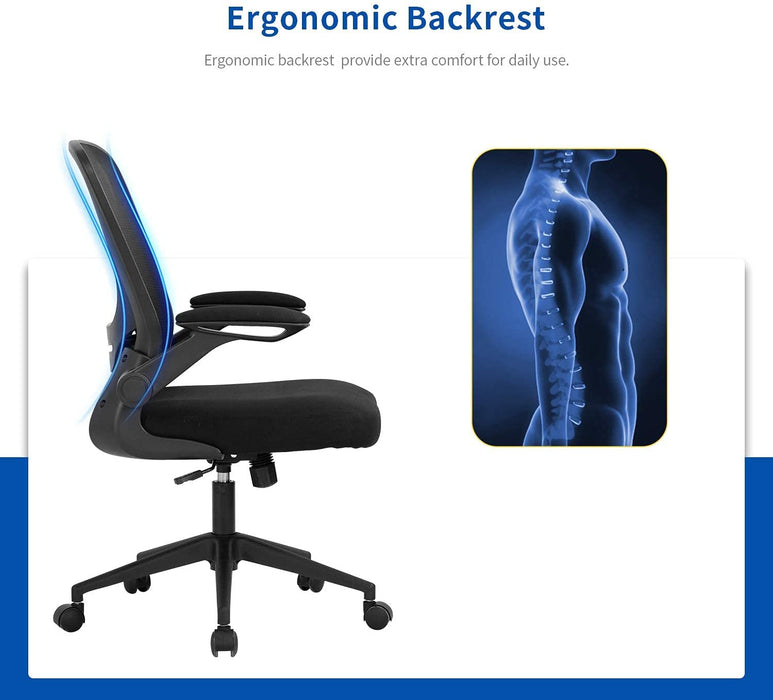 Ergonomic Flip Up Arms Mid Back Computer Office Chair
