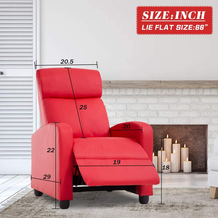 Recliner Chair for Living Room Recliner Sofa with PU Leather Padded Seat Backrest