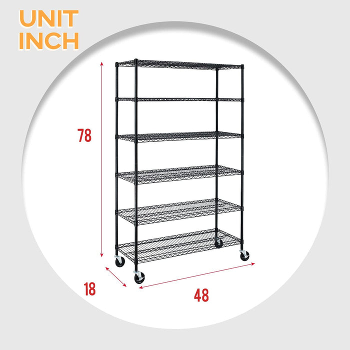 Wire Shelving Unit 6-shelf Large Storage Shelves