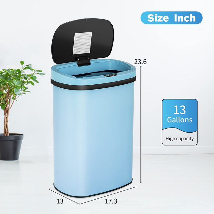 FDW Garbage Can 13 Gallon 50 Liter Kitchen Trash Can for Bathroom Bedroom  Home Office Automatic Touch Free High-Capacity with Lid Brushed Stainless  Steel Waste Bin - Yahoo Shopping