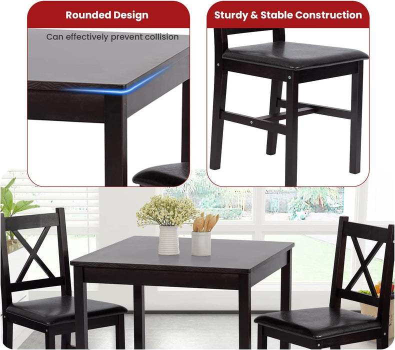 3 PCS  Wooden Kitchen Table Dining Table