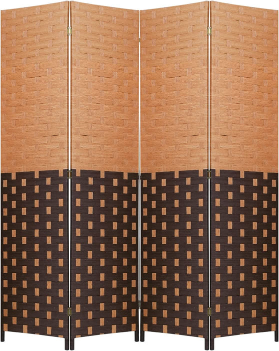 Hand-Woven Design Indoor Folding Portable  Wood Mesh Room Divider