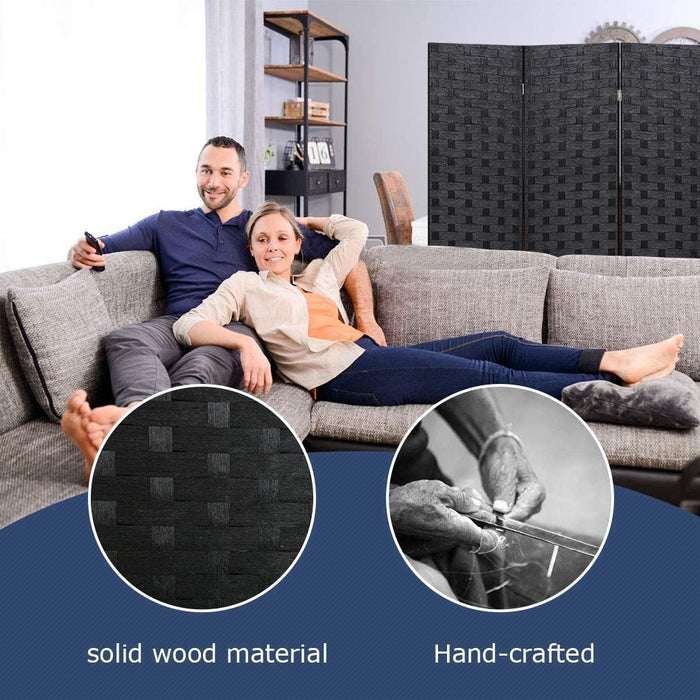 Hand-Woven Design Indoor Folding Portable  Wood Mesh Room Divider