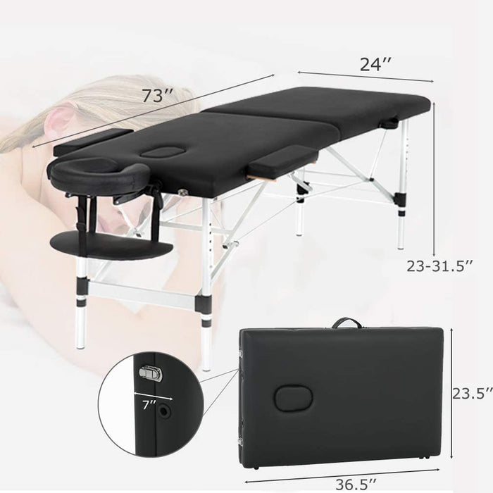 Aluminium Massage Table Portable Carry Case 2 Fold Portable Massage Bed