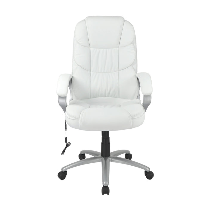 Tatahance PU Leather Seat Adjustable 360° Swivel Cushion Office Chair in White
