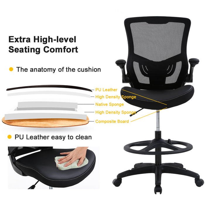 Flip Up Arms Ergonomic Drafting Chair